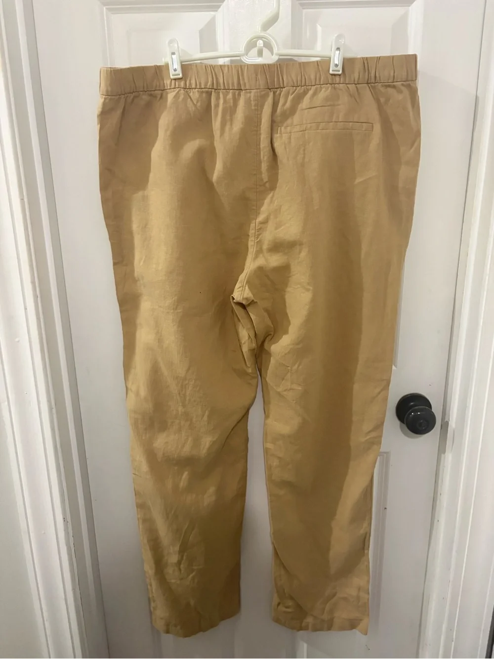 NWT H&M Linen Blend Pull On Pants XL Tan Drawstring Casual Coastal